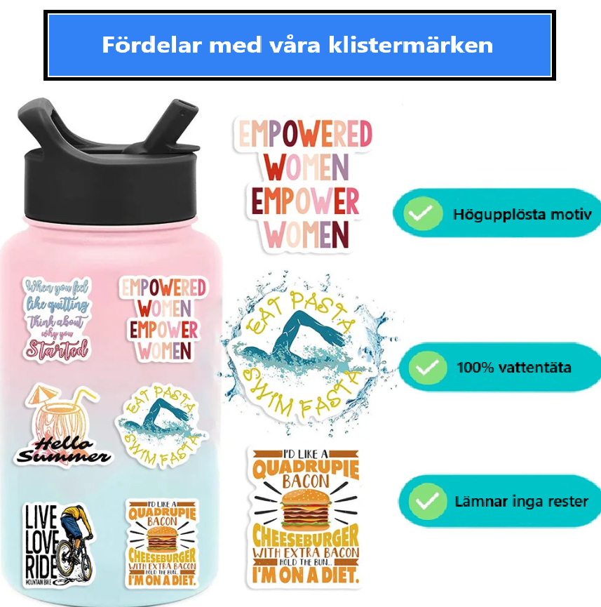 🏃‍♀️💪 50-pack Sport & Pepp – Träning, Pride & Power i Vattentålig Vinyl