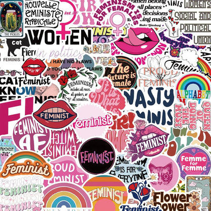 ✊🌈 50-pack Feminist Power – Peppiga Citat & Symboler i Vattentålig Vinyl